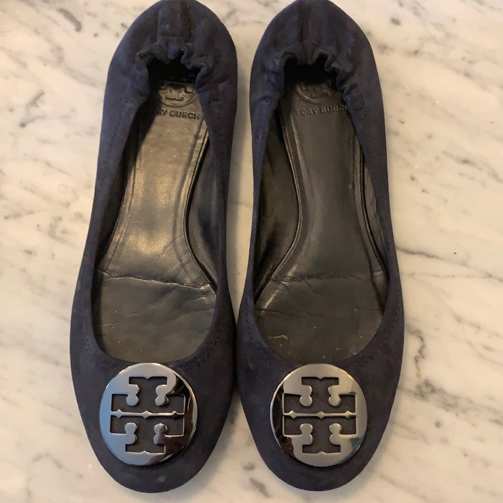 Tory Burch Reva Navy Suede Flats size 11